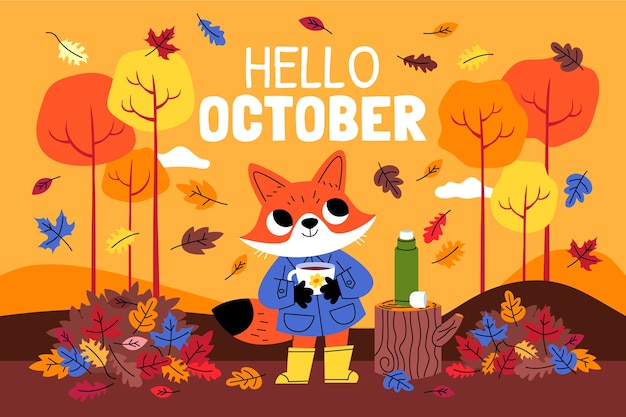Бесплатное векторное изображение Плоский привет сентябрь фон для празднования осени