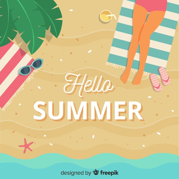 Free vector flat hello summer background