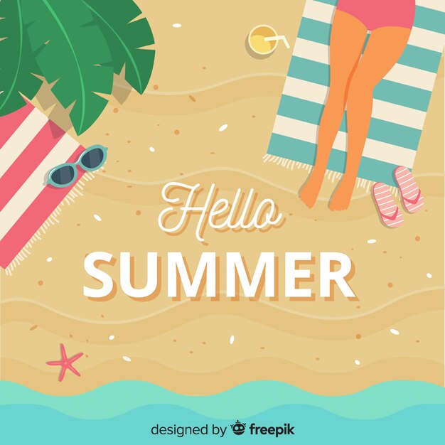 Flat hello summer background