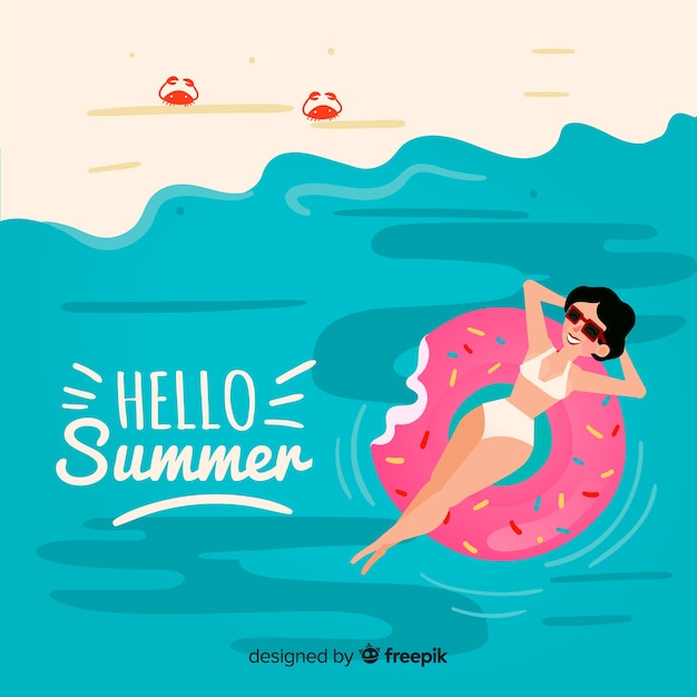 Free vector flat hello summer background