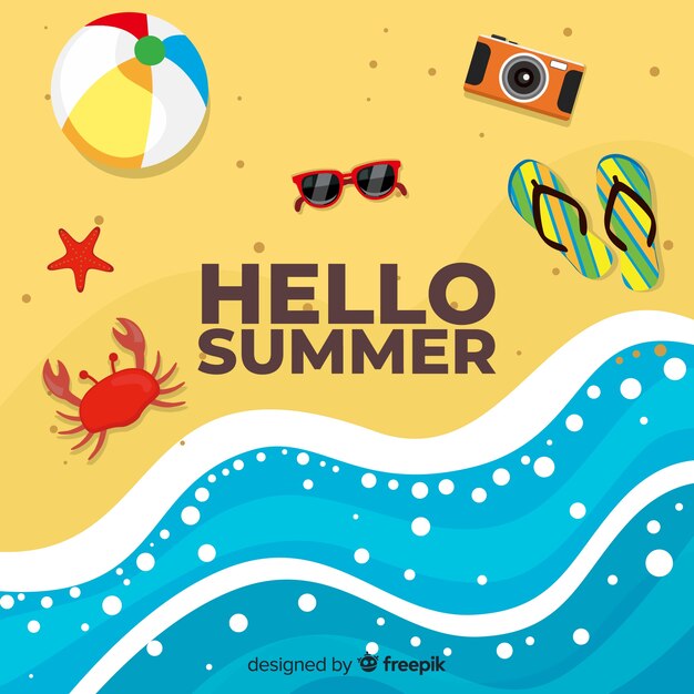 Flat hello summer background