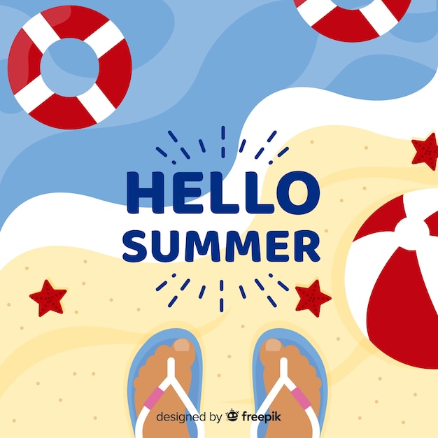 Flat hello summer background