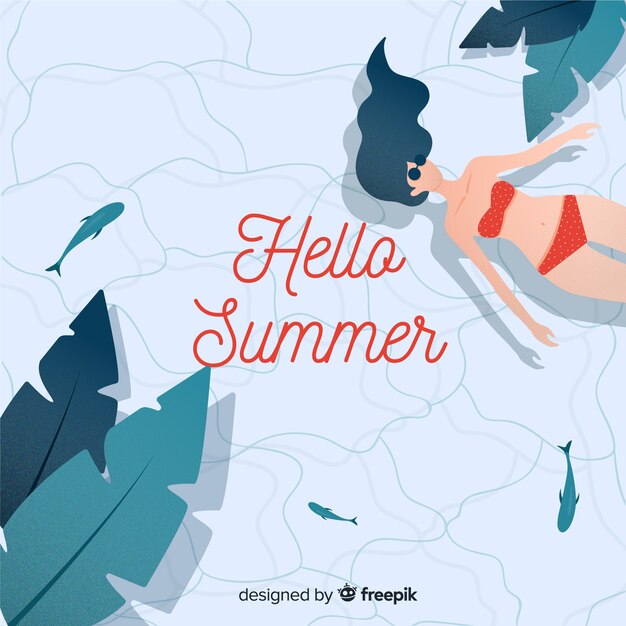 Flat hello summer background