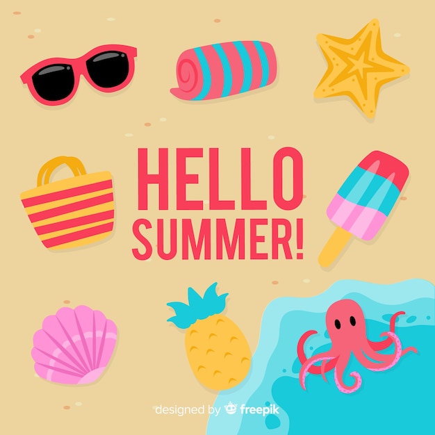 Flat hello summer background