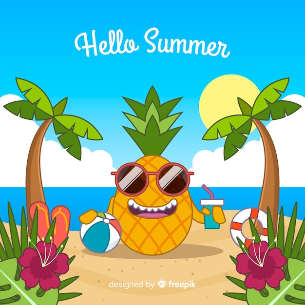 Flat hello summer background