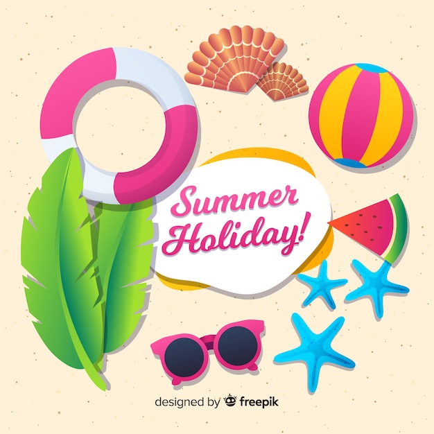 Free vector flat hello summer background