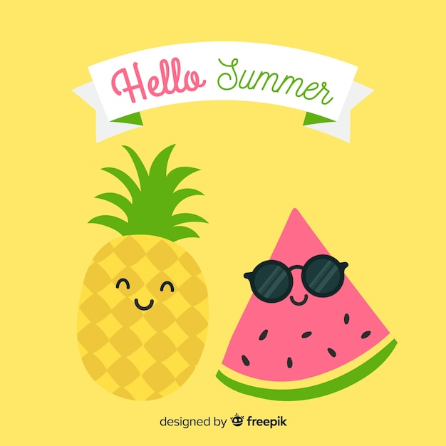 Free vector flat hello summer background