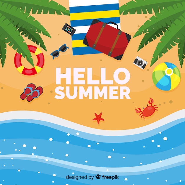 Flat hello summer background