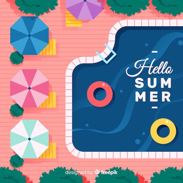 Flat hello summer background