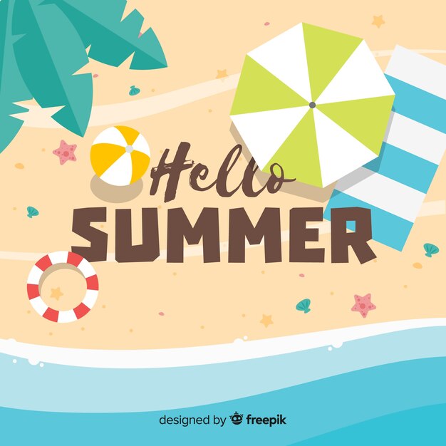 Flat hello summer background