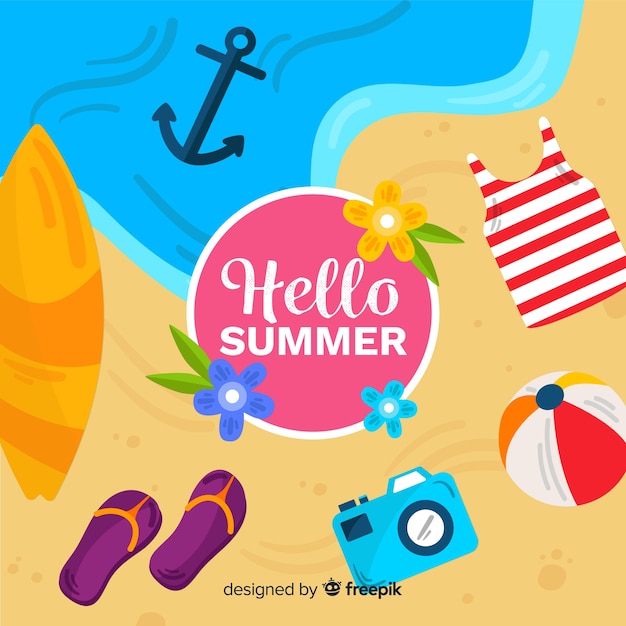 Free vector flat hello summer background