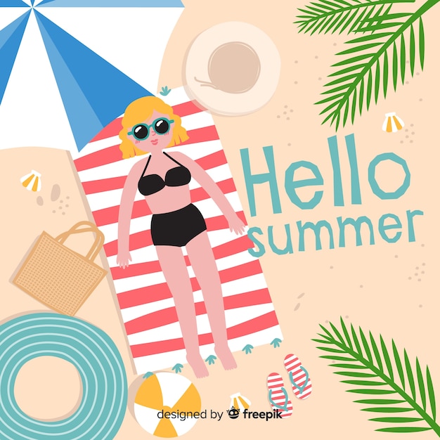 Flat hello summer background