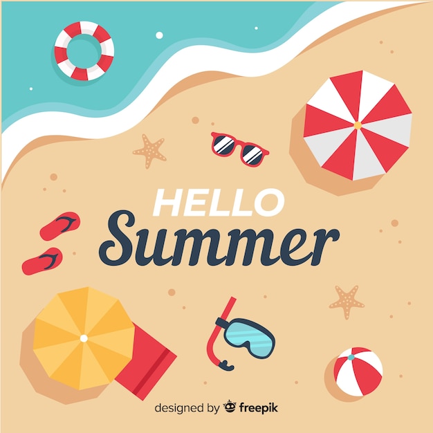 Free vector flat hello summer background