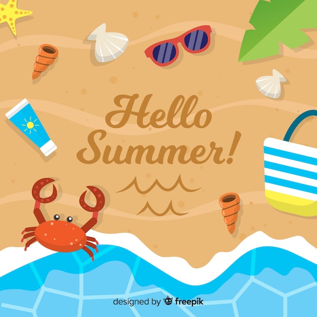 Flat hello summer background