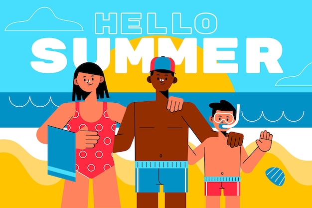 Flat hello summer illustration