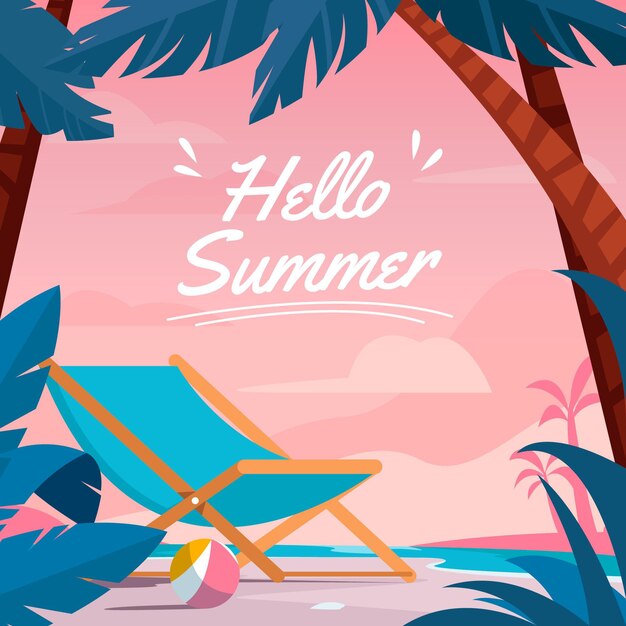 Flat hello summer illustration