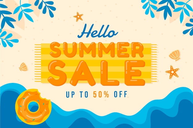 Free vector flat hello summer sale illustration