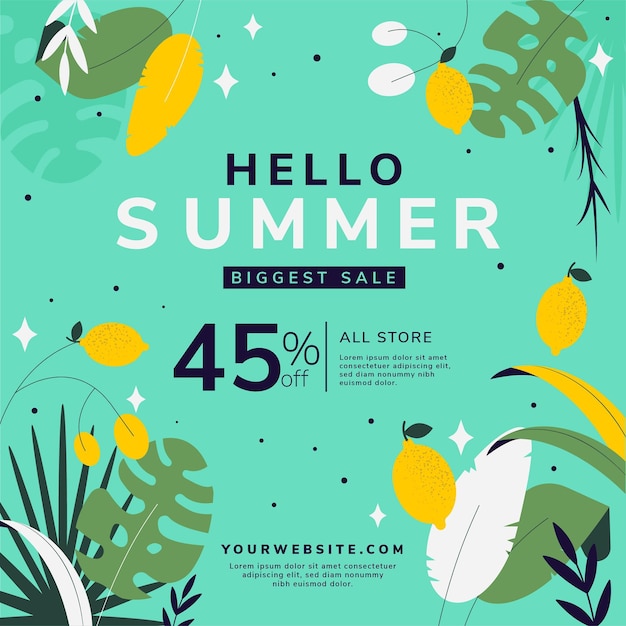 Flat hello summer sale illustration