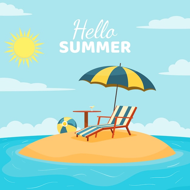 Flat hello summer sale illustration