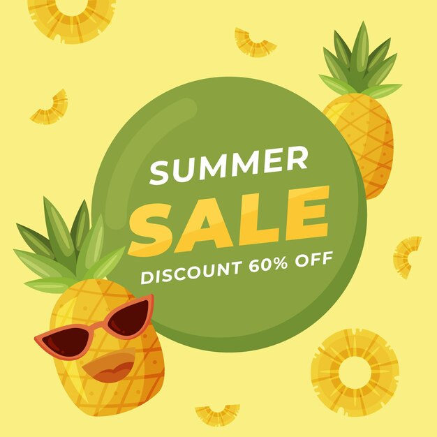 Flat hello summer sale illustration