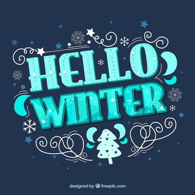 Flat hello winter background