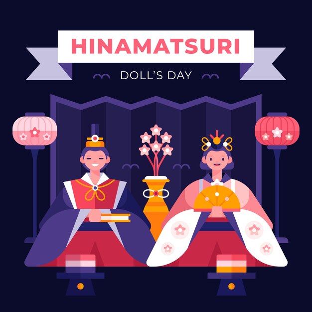 Плоская иллюстрация фестиваля хинамацури