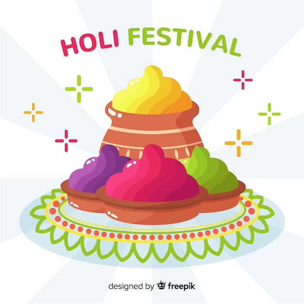 Vettore gratuito fondo piatto festival di holi