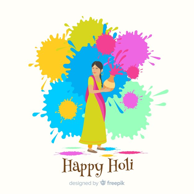 Flat holi festival background