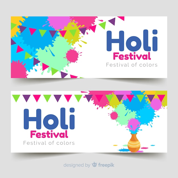 Free vector flat holi festival banner