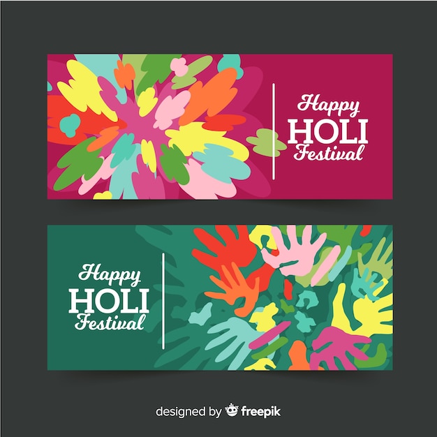 Flat holi festival banner