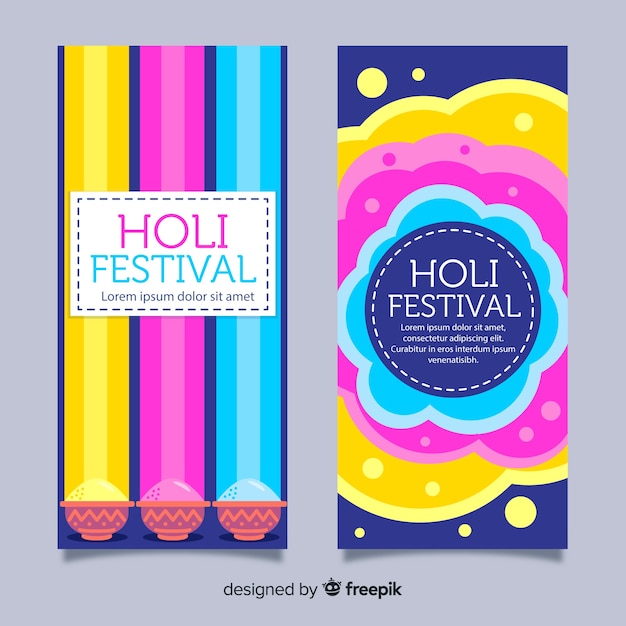 Free vector flat holi festival banner