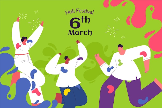 Free vector flat holi festival celebration background