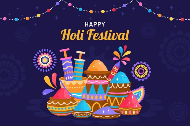 Free vector flat holi festival celebration background