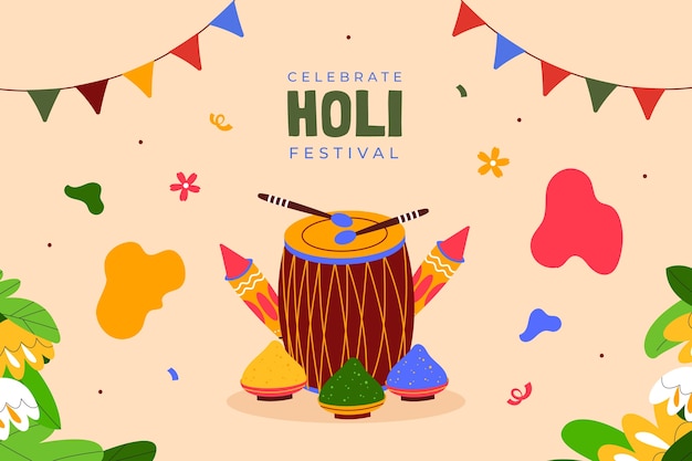 Free vector flat holi festival celebration background