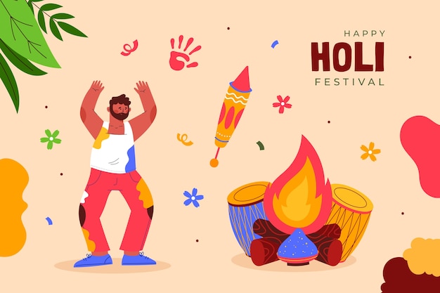Бесплатное векторное изображение Фон празднования фестиваля холи
