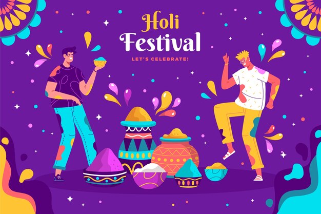 Vettore gratuito sfondo di celebrazione del festival piatto holi