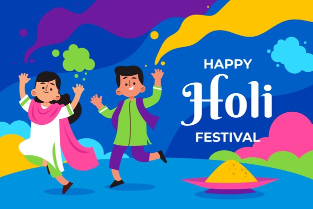 Free vector flat holi festival celebration background