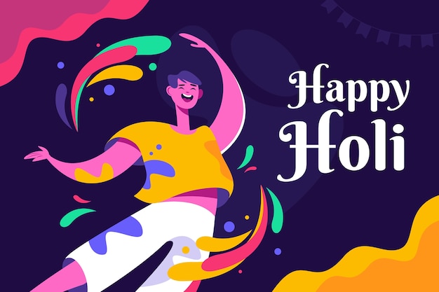 Flat holi festival celebration background