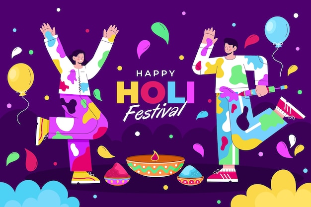 Free vector flat holi festival celebration background