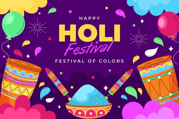 Flat holi festival celebration background