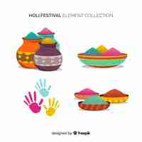 Free vector flat holi festival element collection