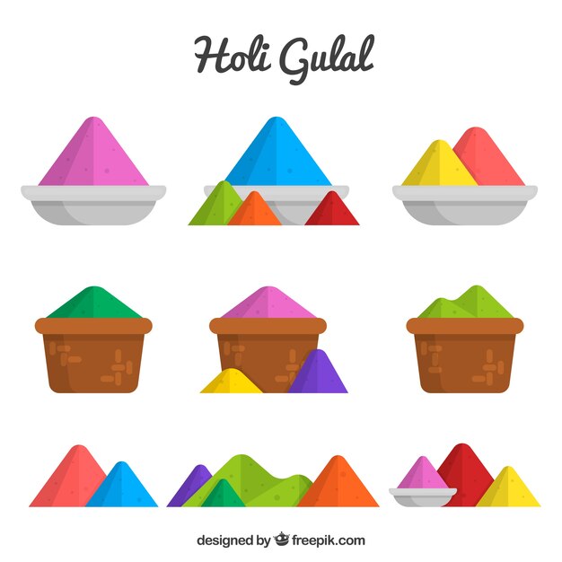 Flat holi gulal collection