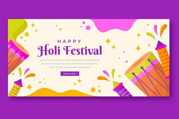 Free vector flat holi horizontal banner