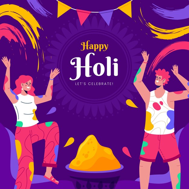 Flat holi illustration