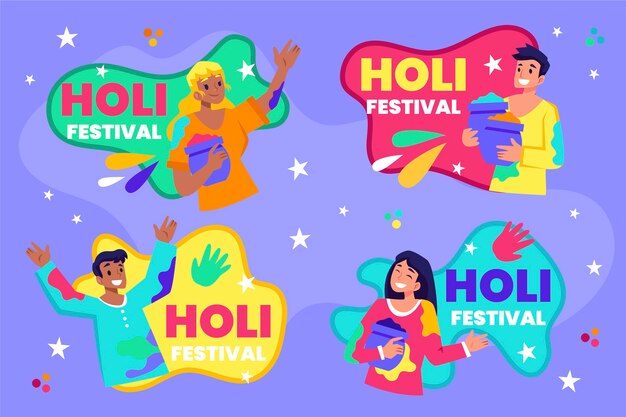 플랫 holi 레이블 컬렉션