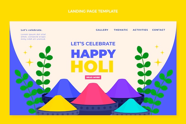 Flat holi landing page template