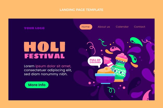 Flat holi landing page template