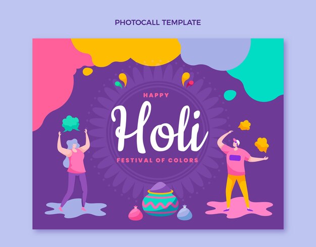 Free vector flat holi photocall template