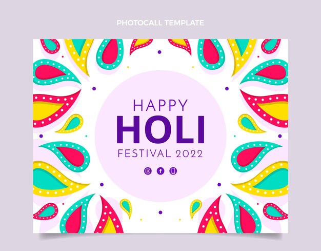 Free vector flat holi photocall template