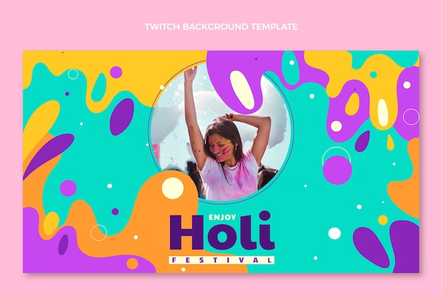 Free vector flat holi twitch background